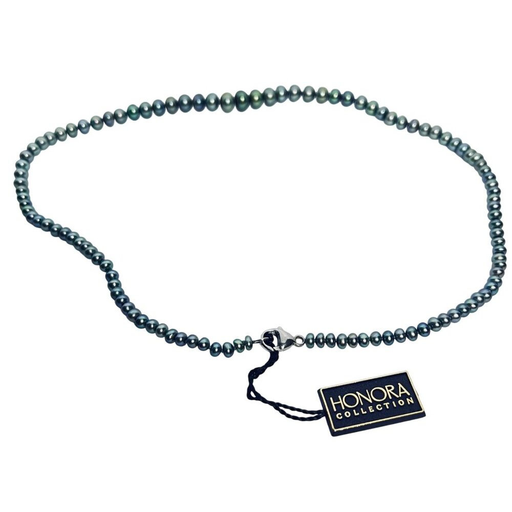Honora Graduated Green Freshwater Pearl Choker Necklace (6035-1-2) - Picture 3 of 5